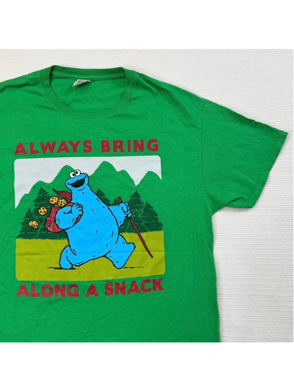 Men's Unbranded Green Cookie Monster Graphic Always Bring A Snack Tee Medium